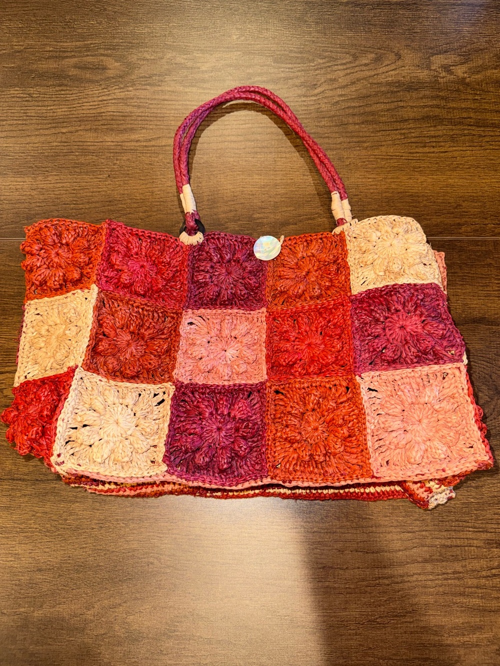 Annabel Ingall Australia Handmade Raffia Handmade Multicolor Crochet Tote Bag